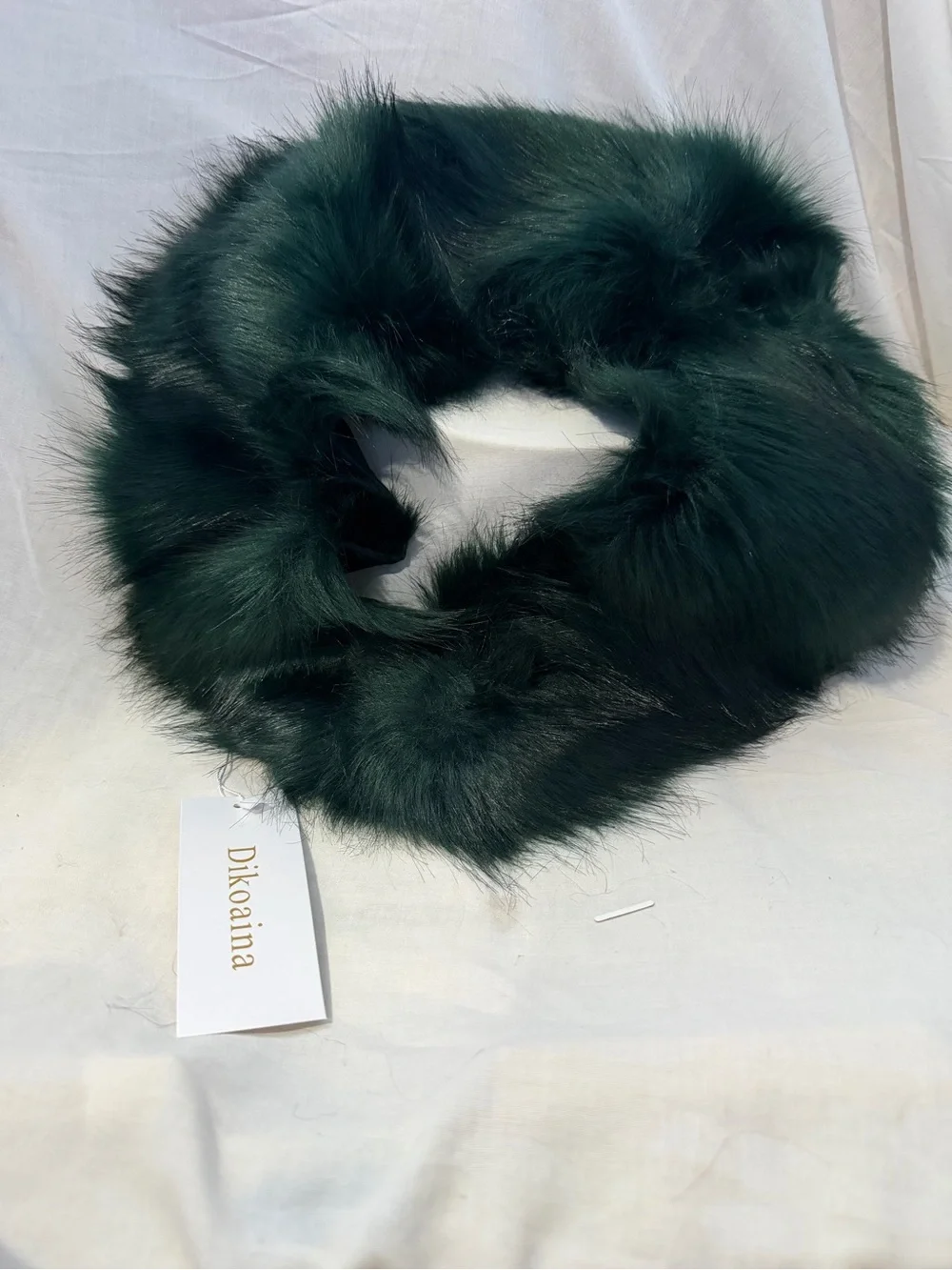 Dark Green Faux Fur Collar Scarf